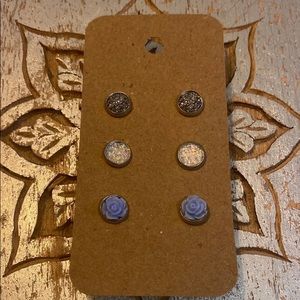 NEW Faux Druzy Stud Earrings Set
